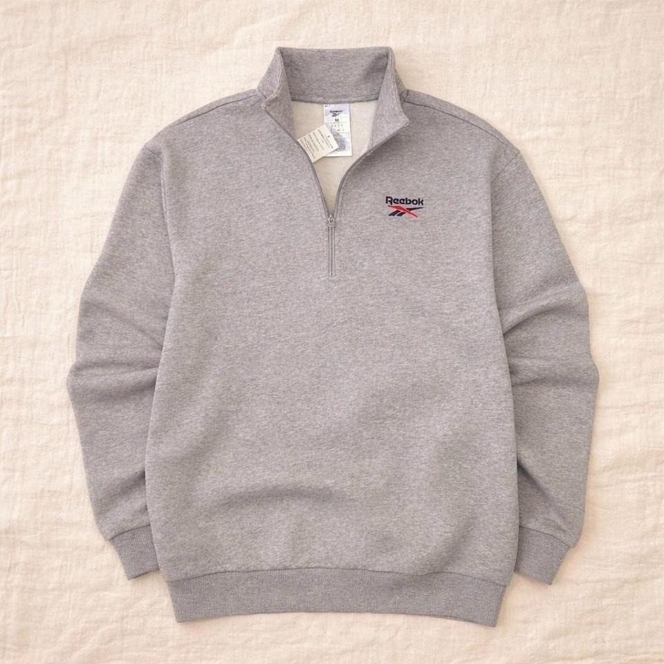 Reebok Grey Quarter Zip Sweatshirt - Size M